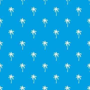 Palm tree pattern seamless blue Stock Illustration