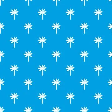 Palm tree pattern seamless blue Stock Illustration