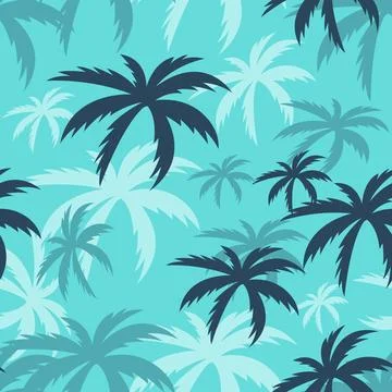 Palm Tree Pattern Vector Art. Seamless pattern with tropical leaves. Stock Illustration