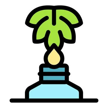 Palm tree producing essential oil drop in a bottle for aromatherapy and wel.. Illustrazione stock