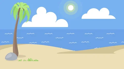 Palm Tree on Sandy Beach with Ocean View water Stock Footage 340471719