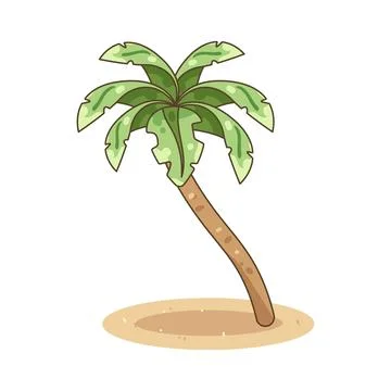 Palm tree on sandy ground Stock Illustration