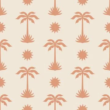 Palm tree seamless pattern. Beach boho tropical summer background Stock Illustration