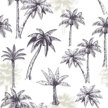 Palm tree seamless pattern. Beautiful island landscape exotic nature with palm Stock-Illustration