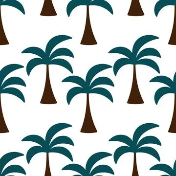 Palm tree. Seamless pattern. Flat style. Stock Illustration