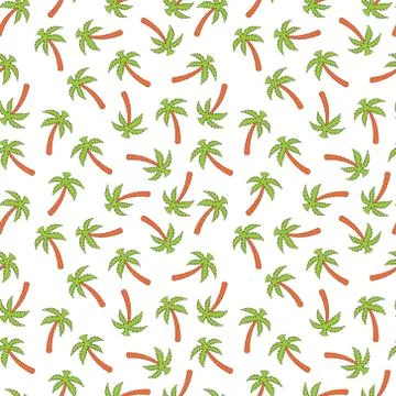 Palm tree, seamless pattern on white isolated background. Vector illustration Stock Illustration