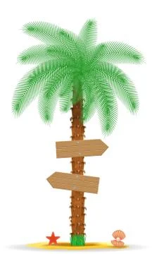 Palm tree with a sign illustration Stock Illustration