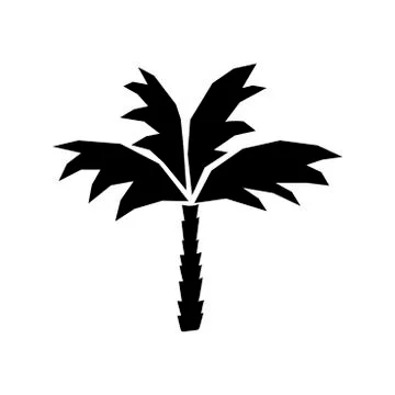 Palm tree silhouette. Botanical vector hand-drawn logo. Black on white backgr Stock Illustration