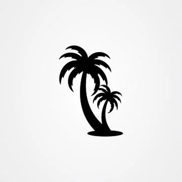 Palm tree silhouette icon. simple flat vector illustration Stock Illustration