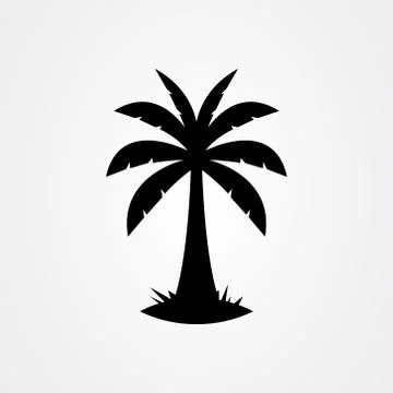 Palm tree silhouette icon. simple flat vector illustration Stock Illustration