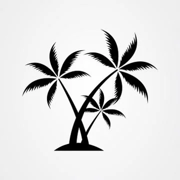Palm tree silhouette icon. simple flat vector illustration Illustrazione stock
