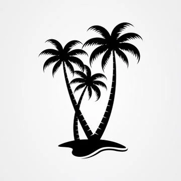 Palm tree silhouette icon. simple flat vector illustration Illustrazione stock