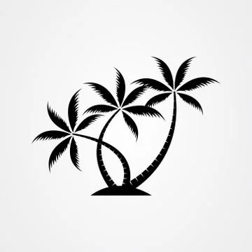 Palm tree silhouette icon. simple flat vector illustration Stock Illustration