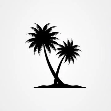 Palm tree silhouette icon. simple flat vector illustration Stock Illustration