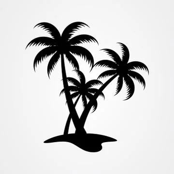 Palm tree silhouette icon. simple flat vector illustration Stock Illustration