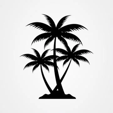 Palm tree silhouette icon. simple flat vector illustration Stock Illustration