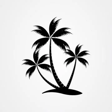 Palm tree silhouette icon. simple flat vector illustration Illustrazione stock