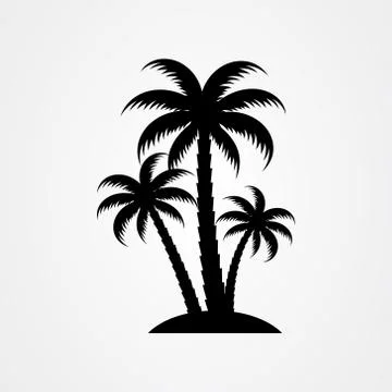 Palm tree silhouette icon. simple flat vector illustration Illustrazione stock