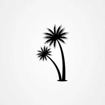 Palm tree silhouette icon. simple flat vector illustration Stock Illustration