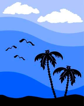 Palm tree Silhouette Stock Illustration