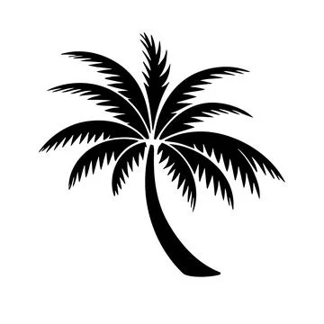 Palm tree silhouette logo isolated on white background Illustrazione stock
