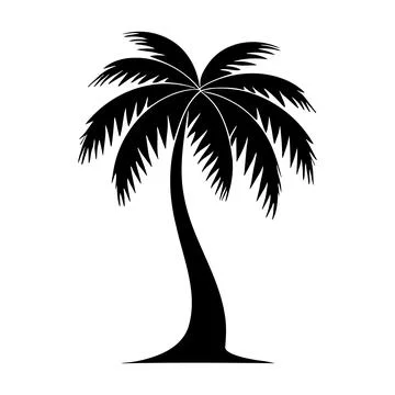 Palm tree silhouette logo isolated on white background Illustrazione stock