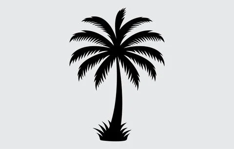 Palm tree silhouette vector art Illustration isolated on white background Stock Illustration