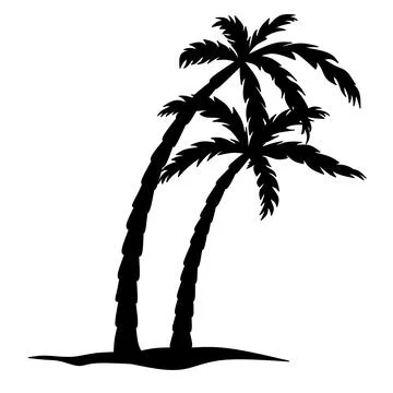 Palm tree silhouette vector, palm tree vector illustration, coconut tree icon ve Stock Illustration