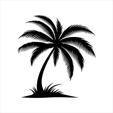 Palm tree silhouette vector on white background Ilustración de archivo