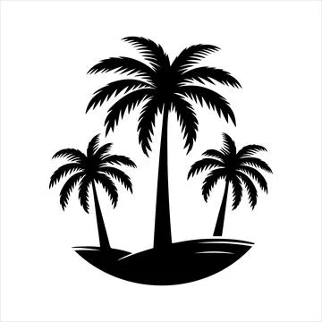 Palm tree silhouette vector on white background イラスト素材