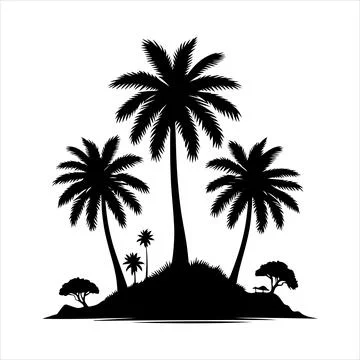 Palm tree silhouette vector on white background イラスト素材