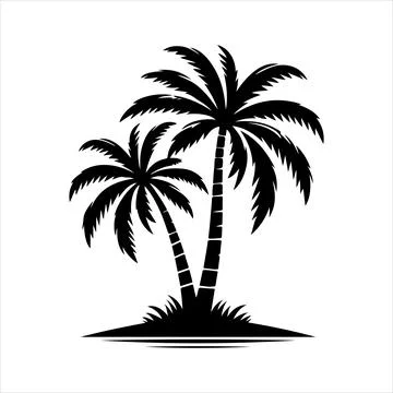 Palm tree silhouette vector on white background Stock-Illustration