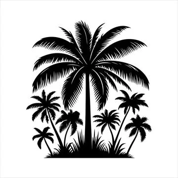 Palm tree silhouette vector on white background Stock-Illustration