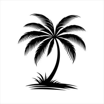 Palm tree silhouette vector on white background Stock Illustration