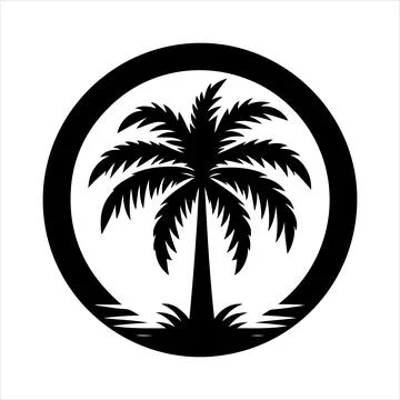 Palm tree silhouette vector on white background イラスト素材