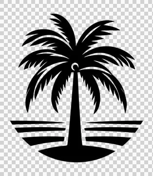 Palm Tree Silhouette On White Background Stock Illustration