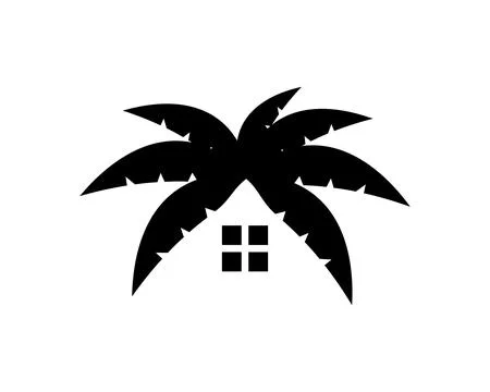 Palm tree silhouette with windows Stock Illustration