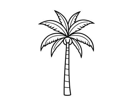 Palm Tree Single Trunk Tropical Plant Isolated イラスト素材