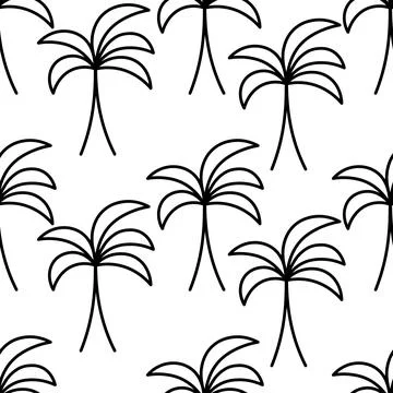 Palm tree. Sketch. Seamless pattern. Doodle style. Stock Illustration