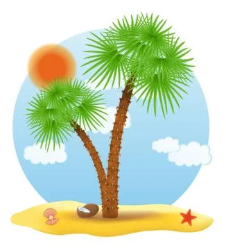 Palm tree stands on the sand vector illustration Stock Illustration