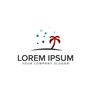 Palm tree with star logo design concept template. fully editable vector Stock Illustration