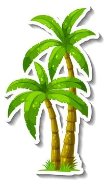 Palm tree sticker isolated on white background Ilustración de archivo
