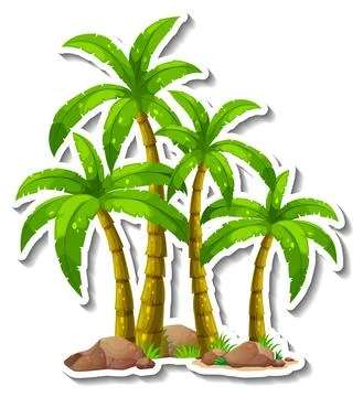 Palm tree sticker isolated on white background Ilustración de archivo