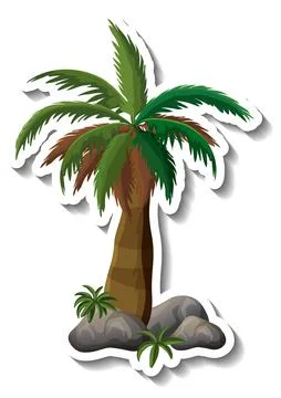 Palm tree sticker on white background Ilustración de archivo