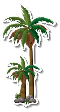 Palm tree sticker on white background Stock Illustration