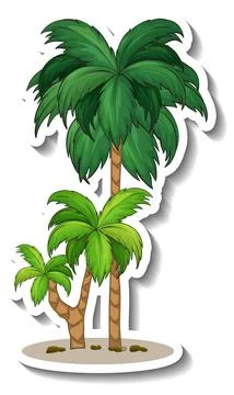 Palm tree sticker on white background Ilustración de archivo