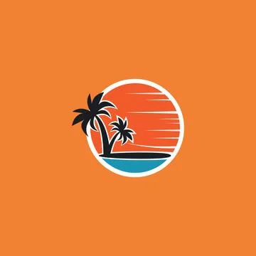 Palm tree summer logo Stock Illustration