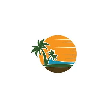 Palm tree summer logo Stock Illustration