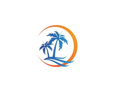 Palm tree summer logo template Illustrazione stock