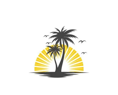 Palm tree summer logo template Stock Illustration